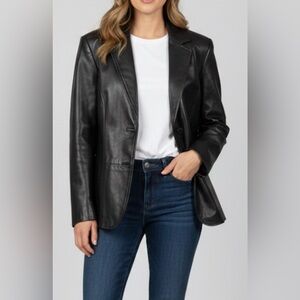 DANIER Vintage Black Leather Blazer Jacket - Made in Canada - Size 12